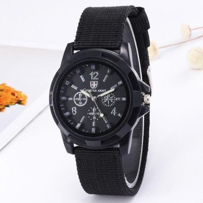 Unisex Nylon Canvas Military Watch with Luminous Hands, Quartz Movement – Ideal for Students and Outdoor Activities.