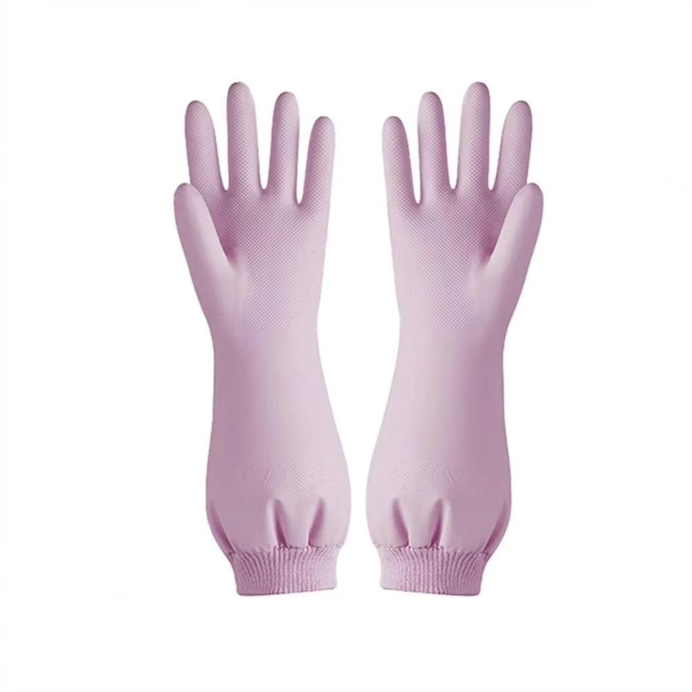 

Durable Fleece Gloves Warm Dishwashing Gloves Long Cuff Kitchen Gloves Laundry фіолетовий