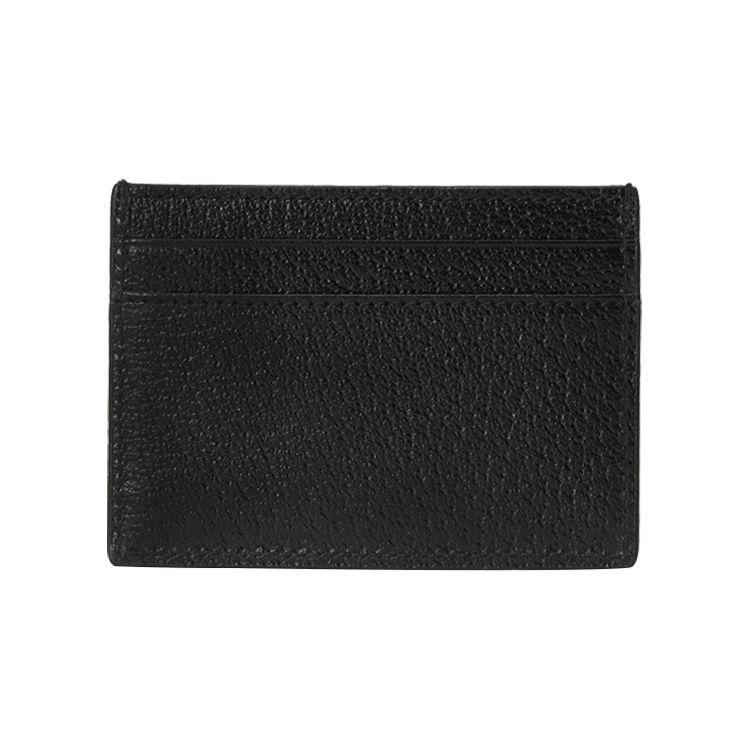 Gucci Solid Color Minimalist Gold Trim Leather Card Holder Men Accessories Black 700469-DJ20G-1000