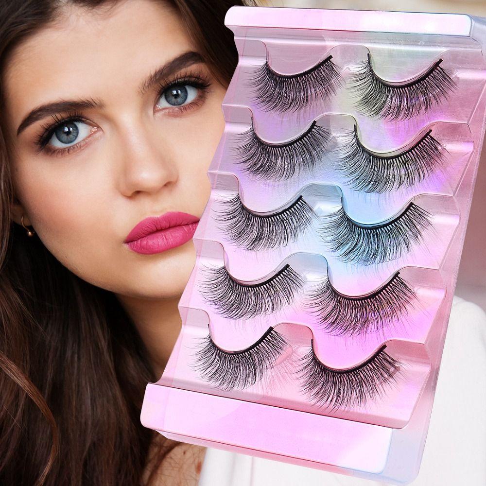 

5 Pairs Natural 3D Multi-layer False Eyelashes Wispy and Dense Makeup Tool 3D Mink Lashes Makeup 02