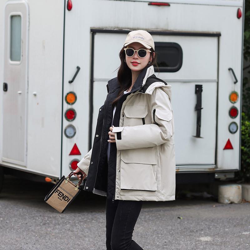 Women's Down Jacket Winter Women's Hooded Fashion Waist Slimming Jacket Workwear