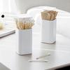 Automatic Pops Up Push Type Toothpick Box Spring Cover Divided Cotton Swab Storage Case Large Capacity Non-slip Bottom