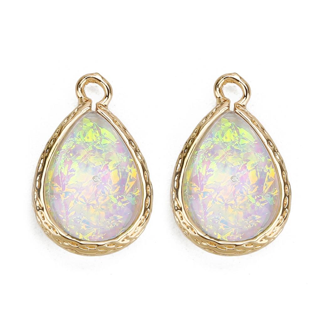 5Pcs/lot Resin Charm Beads Imitation Opal Water Drop Shape Pendant for Jewelry Making DIY Necklace Bracelet Earring Accessories