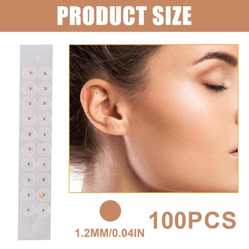 100 Pezzi Adesivi Auricolari Trasparenti Monouso Per Acupuntura Auricolare Perle Auricolari Cura dell'Orecchio Cerotti Auricolari Per Acupuntura