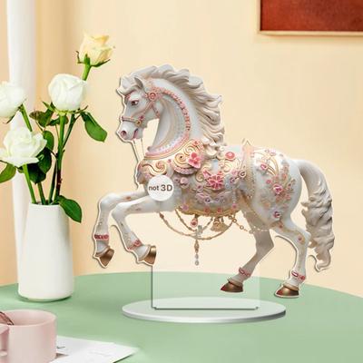 Acrylic Horse Desk Ornament 2D Flat Horse Sign Tabletop Centerpiece for Living Room Office Desk Shelf