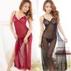 European and American Transparent Mesh Erotic Underwear Lace Summer One-piece Long Dress Erotic Ultra-thin