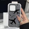 Wzór Samolotu Tekstura Skóry TPU Etui Dla iPhone 16 Pro Max 15 Pro 14 13 12 11 Miękkie Matowe Odporne na Wstrząsy Ochrona Obiektywu Smukłe Etui na Telefon