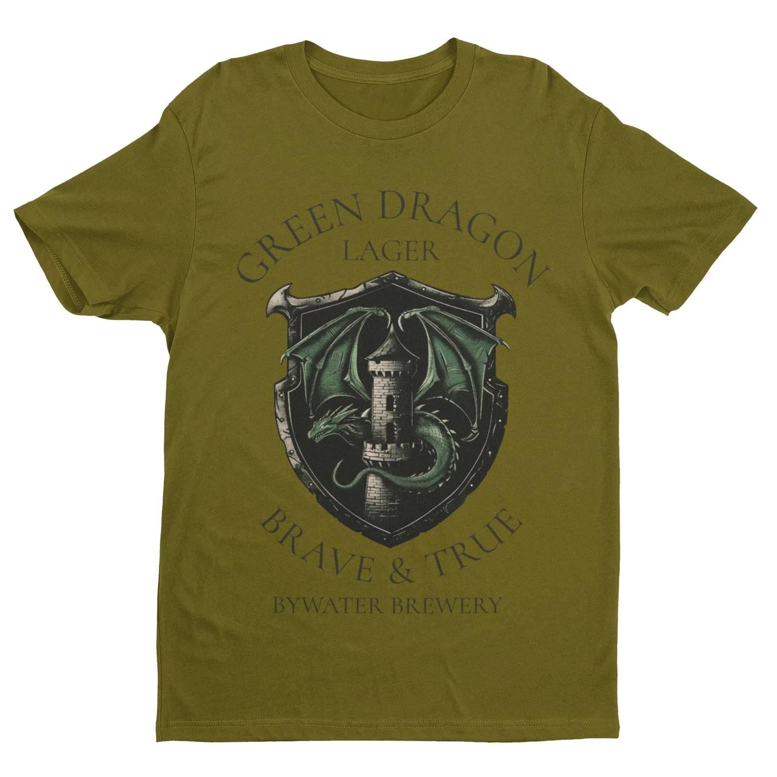 Green Dragon Lager T Shirt Brave and True Bywater Brewery Rings Of The Lord L