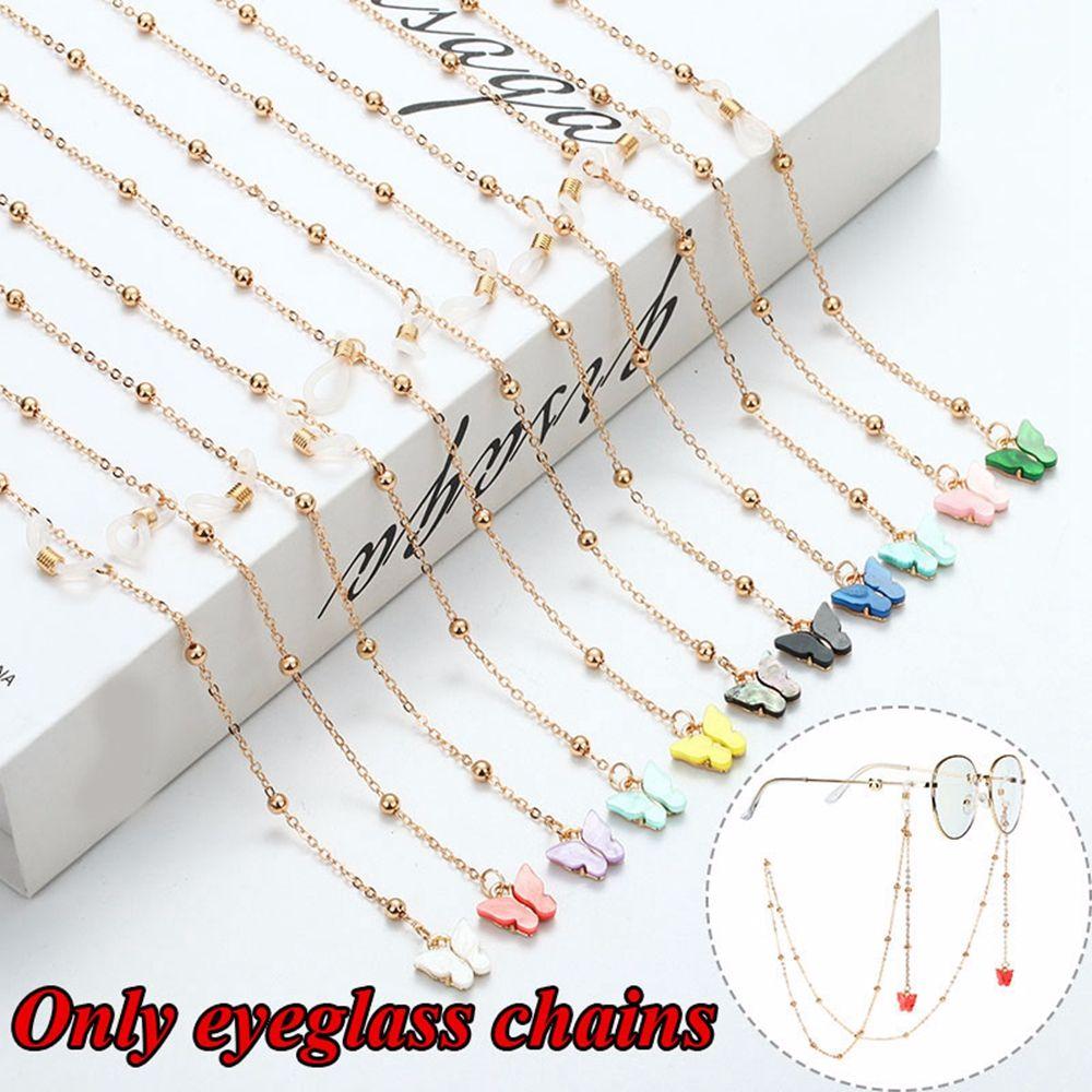 Non-slip Bead Eyewear Anti-lost Butterfly Metal Glasses Chains Neck Strap Mask Hanging Rope