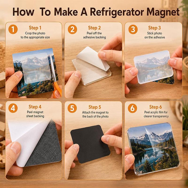 Acrylic DIY Refrigerator Magnet Set with Transparent Magnetic Pieces and Adhesive Backing
