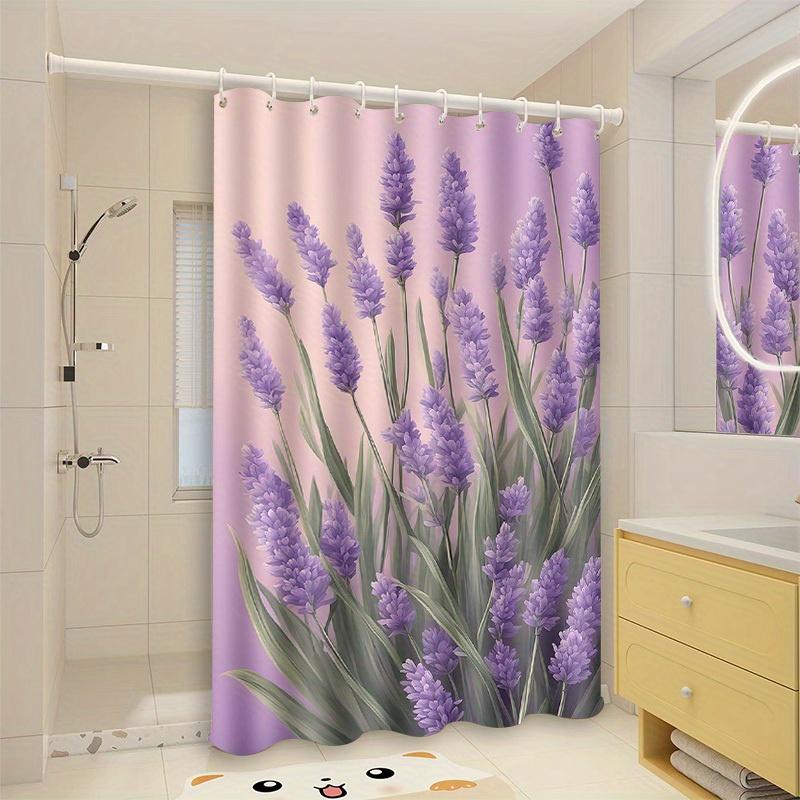 Lavender Flower Shower Curtain Purple Blooms Garden Design Bathroom Decor Waterproof Curtains Calming Home Style