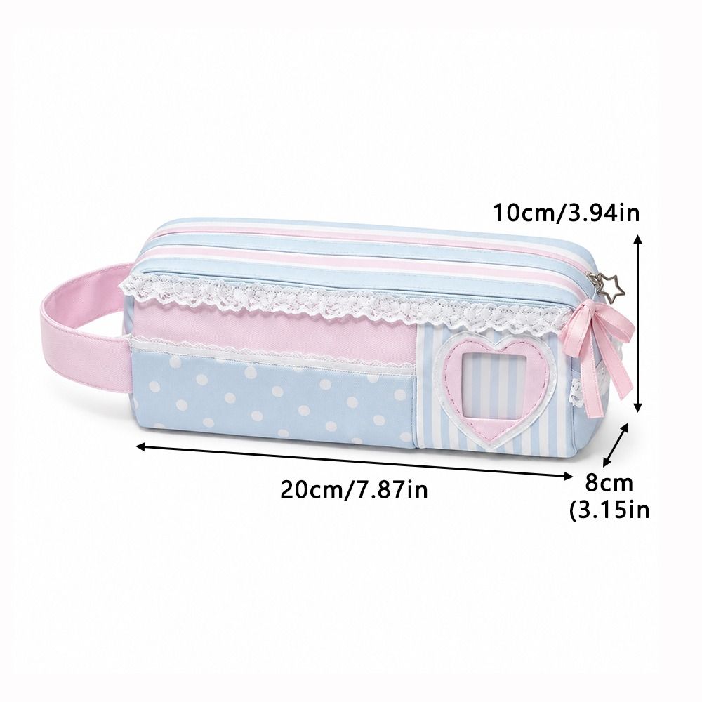 Polka Dot Design Pencil Case Large Capacity Pencil Pouch Multi Function Stationery Bag Students