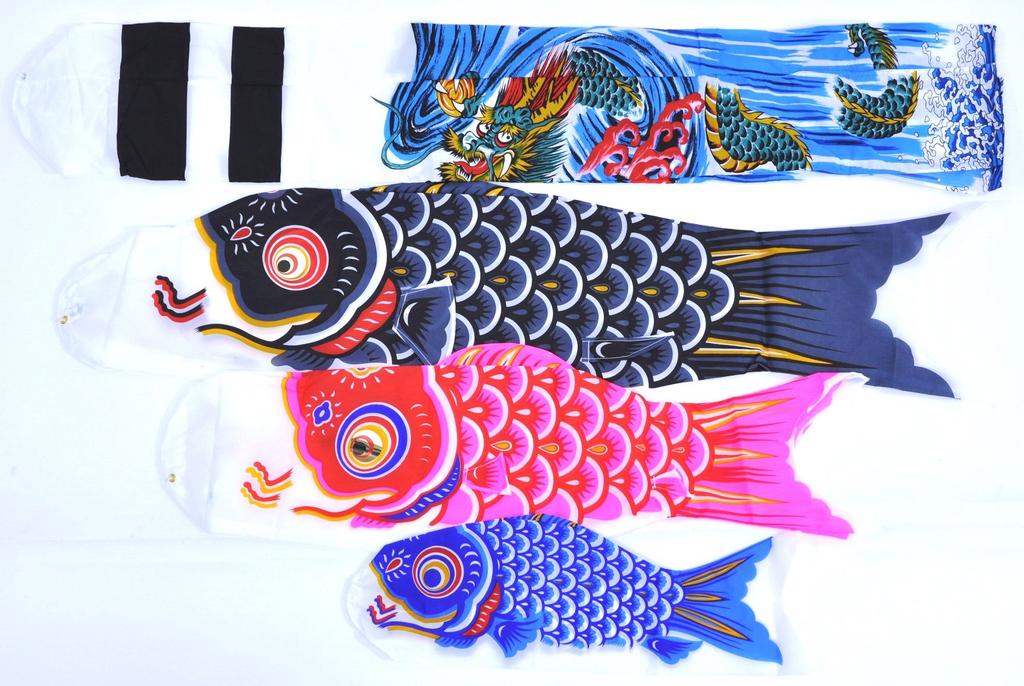 Hidemitsu Doll Workshop Miniature Koinobori (Carp Streamer) "Hiryuhikari" 1.1m Full Set with Mounting Hardware ZC6051A