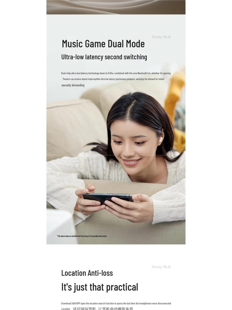 Sony Ericsson SL6 2025 True Wireless Semi-In-Ear Sports Bluetooth Headphones for Huawei & Apple.