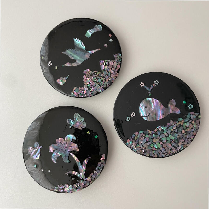 DIY Mother-of-pearl Hand Mirror Kit: Mother-of-pearl Lacquerware Craft + Glue