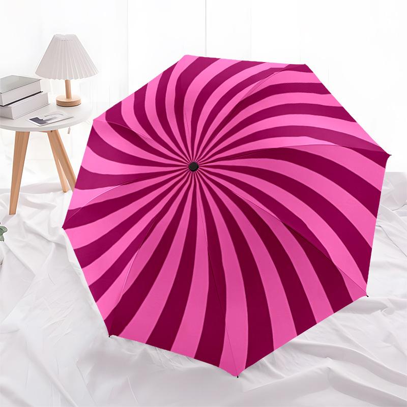 1pc Spiral Pattern Automatic Folding Umbrella - 8-Rib Compact Travel Umbrella Durable & Portable for Outdoor Use, Perfect Gift013