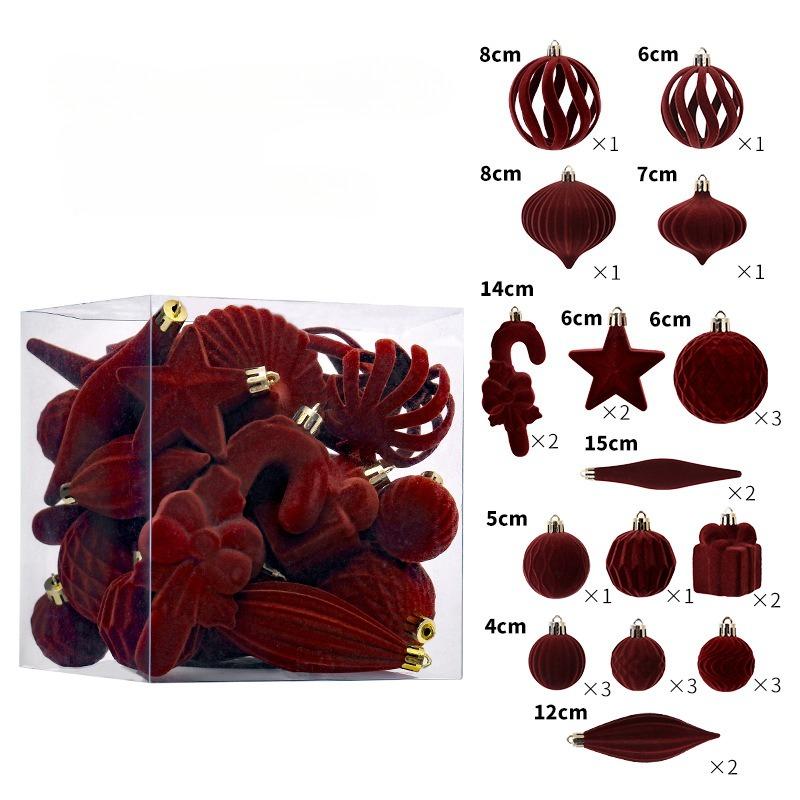 Multi Size Velvet Christmas Tree Balls Ornaments Set Star Scepter Round Xmas Ball Santa Tree Diy Supplies Christmas Gifts
