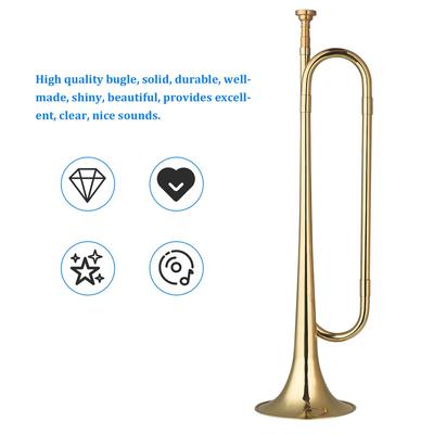 Brass C Bugle Call GoldPlated Trumpet Cavalry Horn with Mouthpiece Musical Instrument for Beginners School Band Military Orchestra (18.7 Inch)