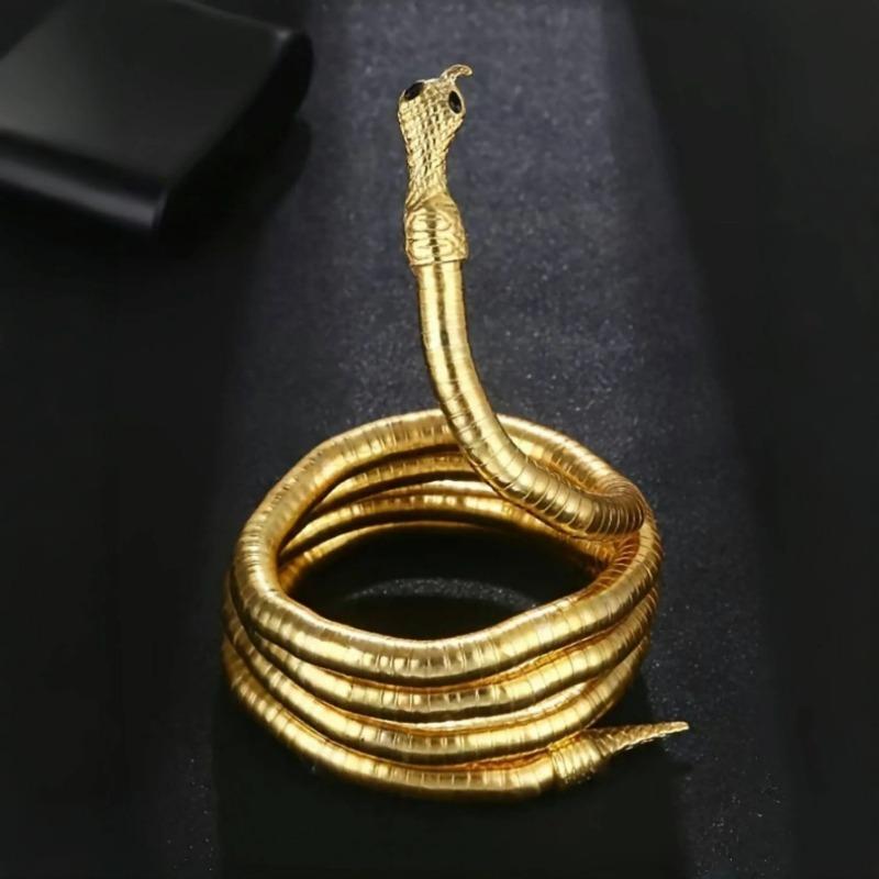 2025 New Punk Multilayer Metal Alloy Gold Black Color Cool Bendy Snake Necklace Bracelet for Women Men Chunky Jewelry