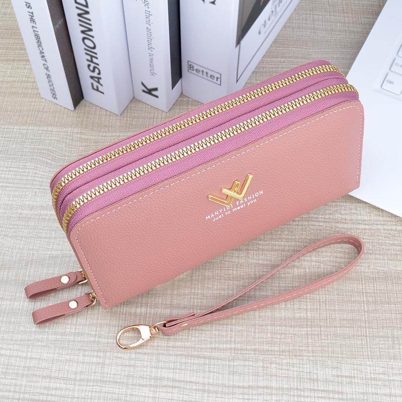 "Lange Damen-Geldbörse mit Doppelreißverschluss - Stilvolle und geräumige Clutch mit Handyhalter"