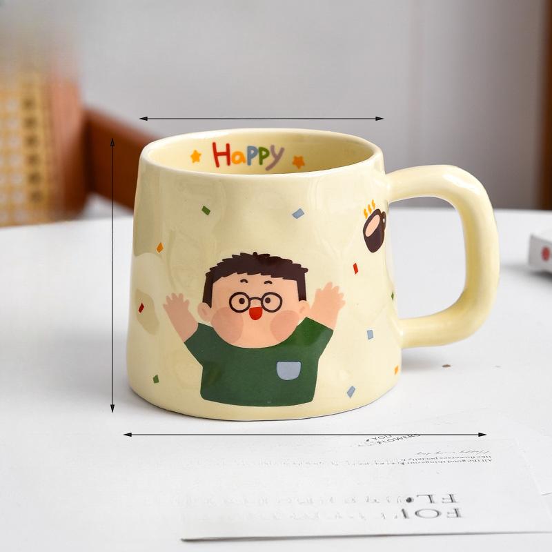 Cartoon Parent Child Cup Parents Milk Breakfast Cup Drinking Water High Temperature Resistance Ceramic Water Cup Household Mug Cute