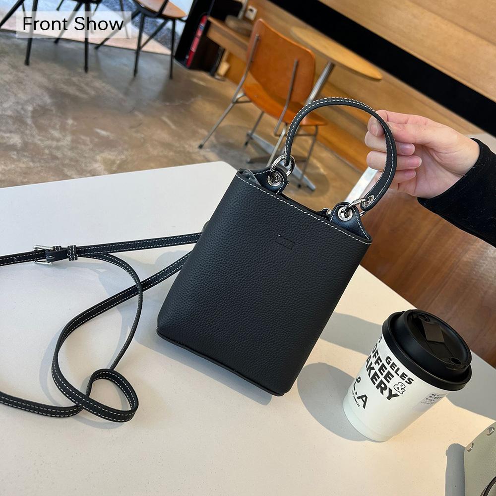 2025 Neue Mini Damen Schultertaschen Echtes Leder Kleine Handtasche Paneeliert Erste Schicht Rindsleder Umhängetasche Eimertaschen Geldbörse