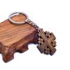Wooden Catholic Jerusalem Cross Keychain Pendant Religious Ornament Travel Souvenir