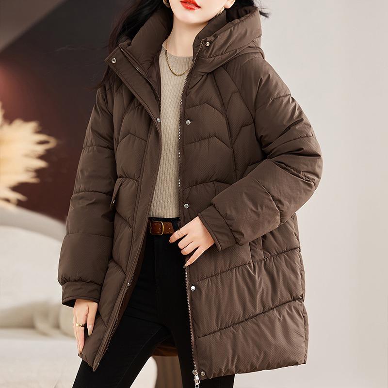 Middle and Old Down Cotton-padded Clothes Winter New Medium and Long Fashion Casual Thickened Cotton-padded Clothes Warm Cotton-padded Jacket