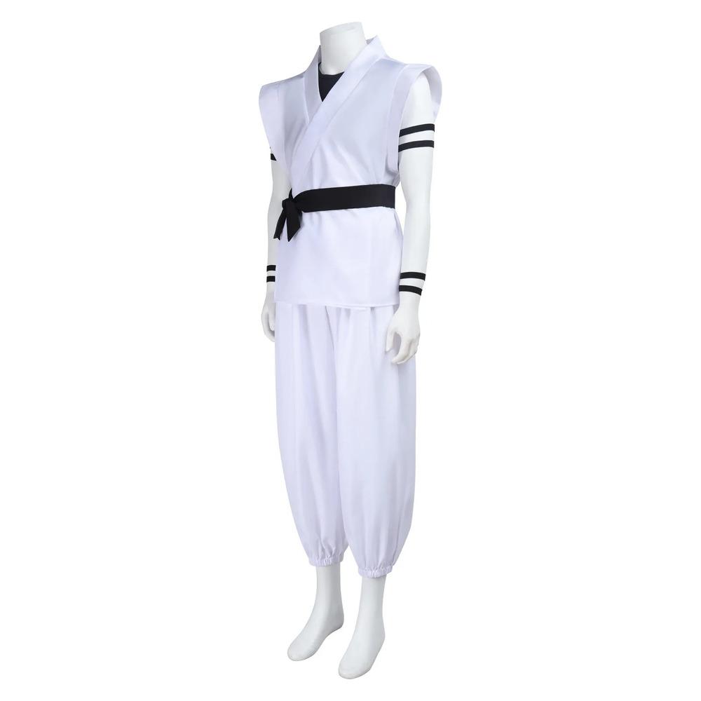 White Kung Fu Suit With Tattoo Stickers Ryomen Sukuna As Megumi Showdown Cosplay Costume Full Set