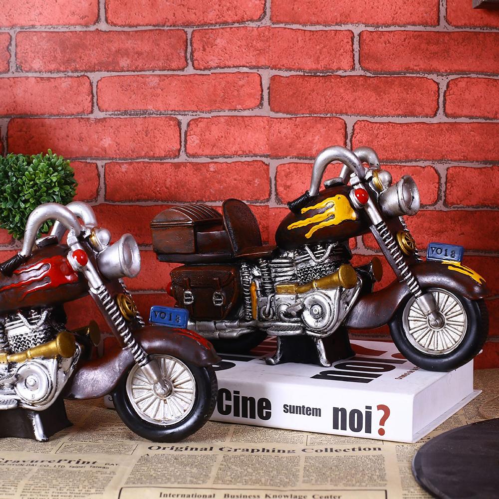 Vintage Retro Motorcycle Model, Miniature Zinc Alloy Bike Sculpture for Desk Shelf Decor, Collectible Zakka Craft Gift