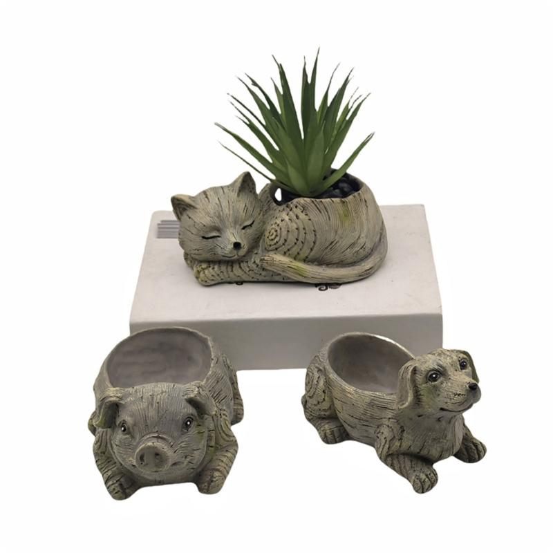 Decorative Succulent Pots Adorable Animal Themed Resin Planter for Indoor Bonsais and Cactus Balcony Air Plant Holder
