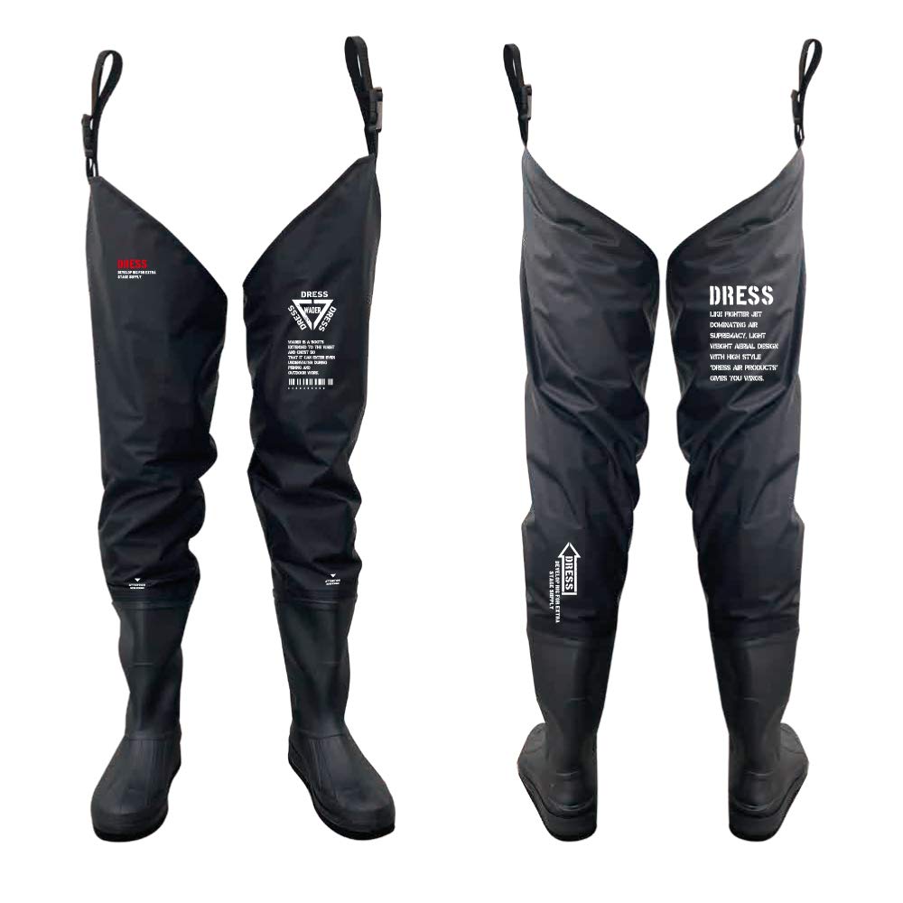 Dress AIRBORNE Hip Radial Sole Wading Sea Mountain Stream Disaster Waders, L, Black, Fishing, Boots, Waterproof, Fishing, Fishing, Preparedness,