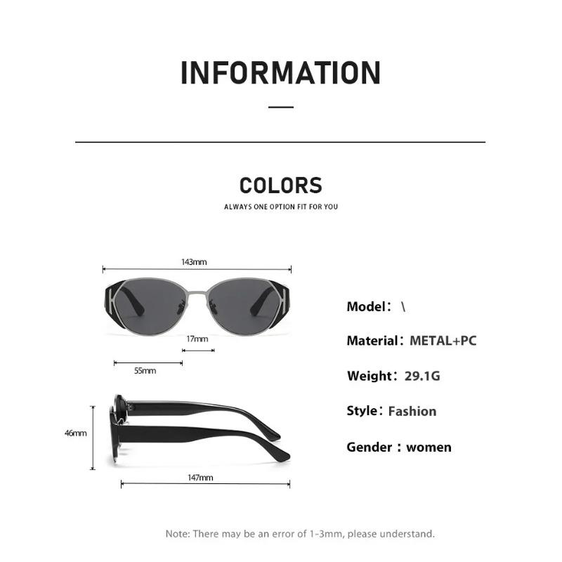 Fashionable Small Ice Cube Sunglasses  Oval Frame Cat Eye Sunnies Trendy Spud Spud Optical Illusion High-End Feelings