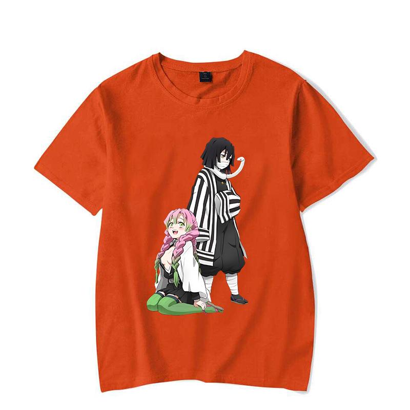 New Funny Couple Cartoon Kanroji Mitsuri Iguro Obanai Printed Shirt Women's Men's Casual Personality Summer Cute Anime T-shirt
