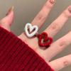 Roter Emaille-Herz-Süßring, trendiger geometrischer Tropfenölring für Frauen und Mädchen
