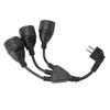 Power Cable Splitter 3 Outlet Adapter Extension Cord for Home Kitchen Office Maximum 16A 1.5mm² Black EU Plug