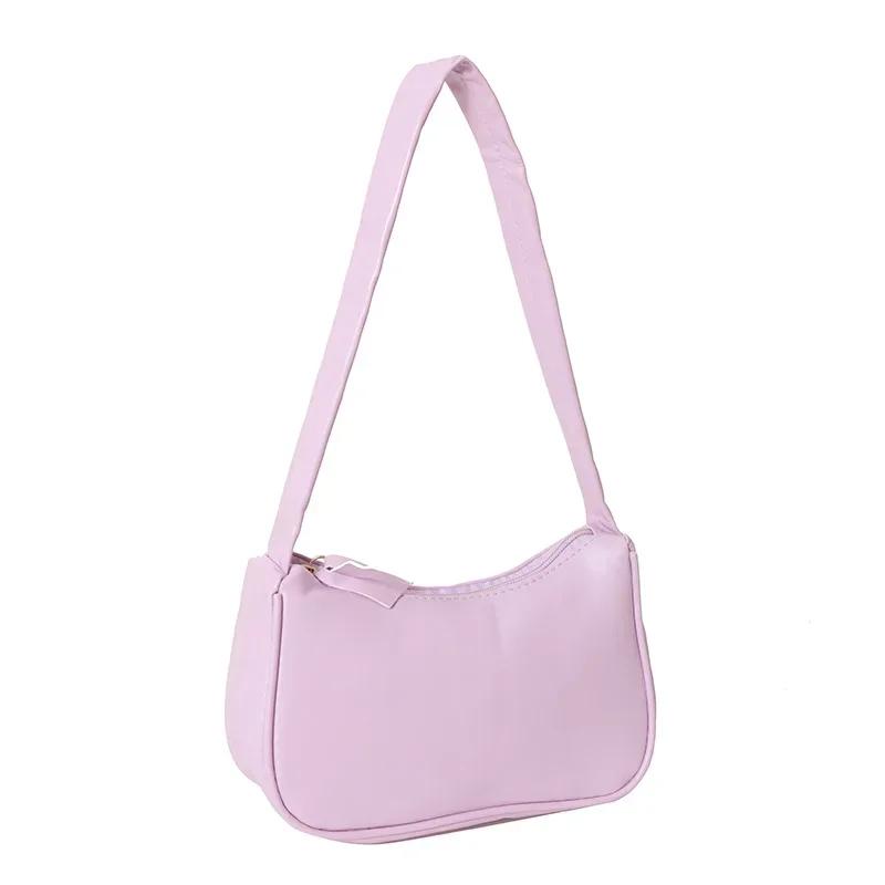 Soft PU Leather Women Shoulder Bags Casual Solid Color Small Top-Handle Handbags Ladies Fashion Shoulder Bags