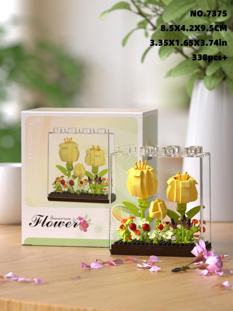 9 creative flower box building blocks Eternal Flower series desktop decorations flower building blocks gift toys and ornaments