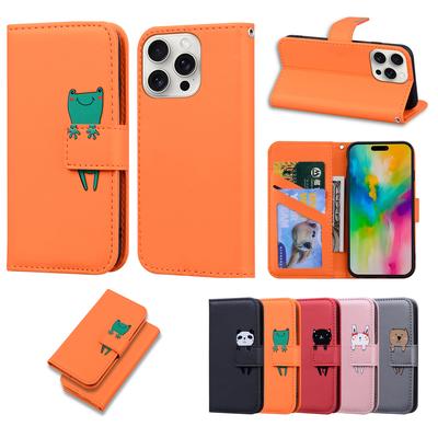 Étui Portefeuille Magnétique en Cuir à Rabat pour iPhone 16e 16 15 14 13 12 11 X XS XR 8 7 Plus Pro Max Housse Antichoc Design Mignon Dessin Animé