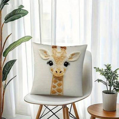 Funda de cojín con patrón de jirafa, extraíble y lavable, funda de almohada con impresión plana 2D, funda de almohada para decoración del hogar y el sofá