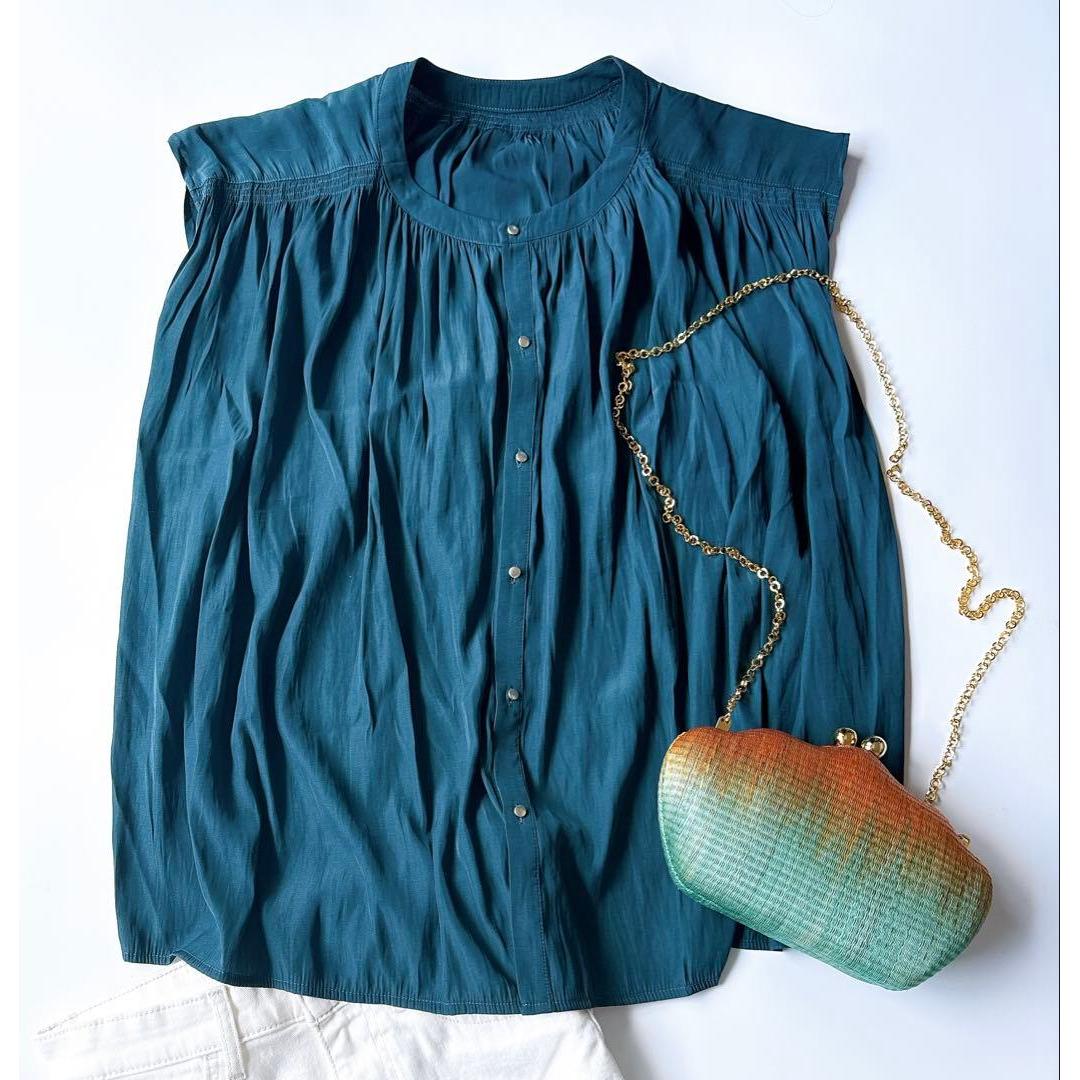 Rope Picnic Sleeveless Shirt Blouse Dark Green