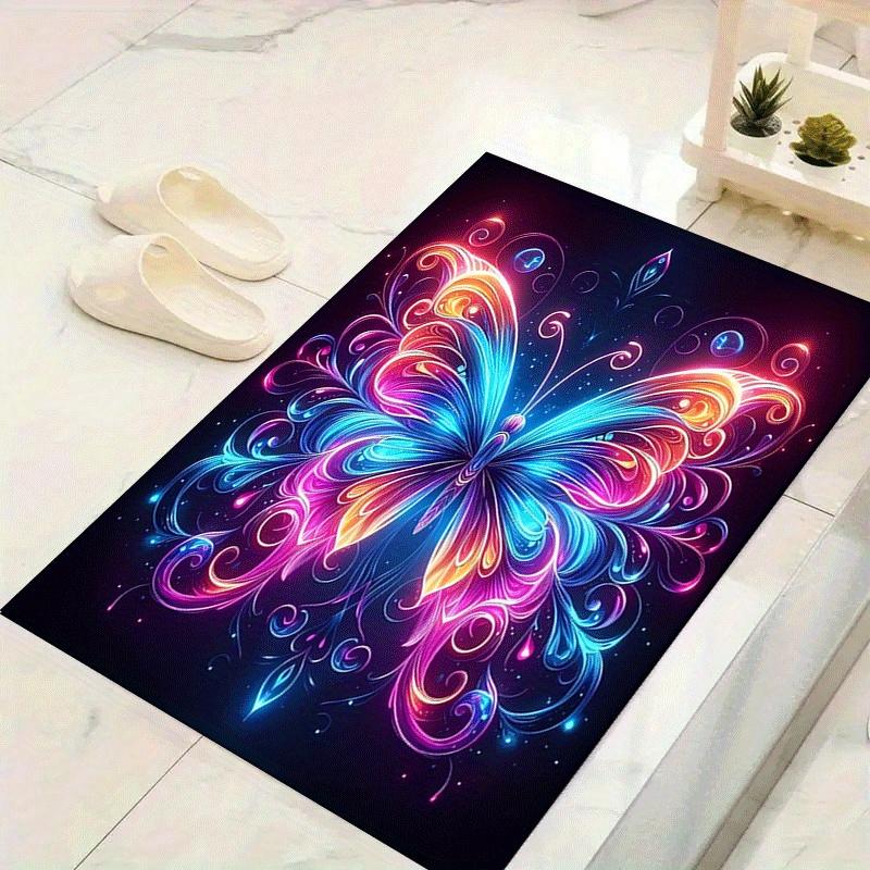 1pc Colorful Butterfly Print, Design Indoor Area Rug - Soft, Anti-Slip, and Durable Gaming Room Decor for Bedroom
