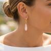 Natural Stone Drop Earrings 18k Gold Plated Stainless Steel Teardrop Amethyst Tiger Eye Rose Quartz Jewelry Nickel-Free