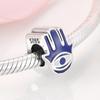 100 %Real 925 Silver Blue Enamel Charm Fatima Hand Beads Diy Jewelry Fit Original Jiuhao Charms Bracelets Fashion
