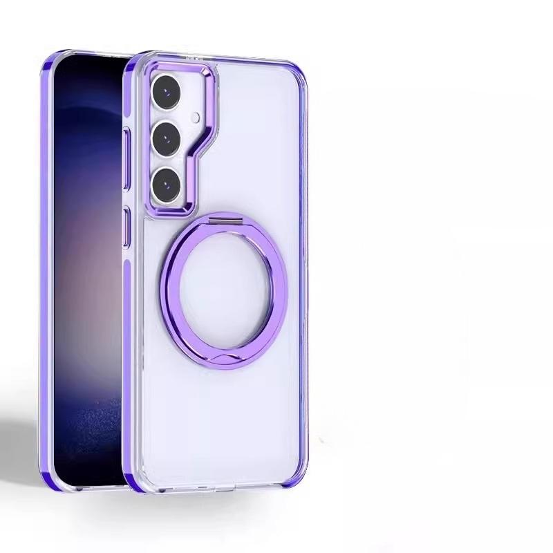 Suitable for Samsung S24 Ultra Two Color Qicai Mobile Phone Case S23plus360 Rotating Bracket S24 Magnetic Hard Case