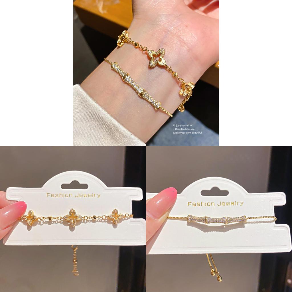 Light Luxury Gold Plated Zircon Flower Bracelet For Women Gift
