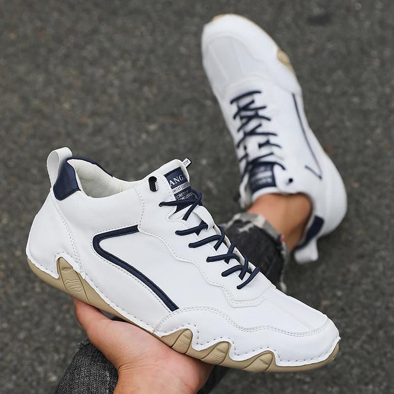 Men's Casual Leather Fashionable One Foot Loafers Brand Sneakers Boat Shoes Hiking Boots Cowboy Boots For Men Ankle Boots