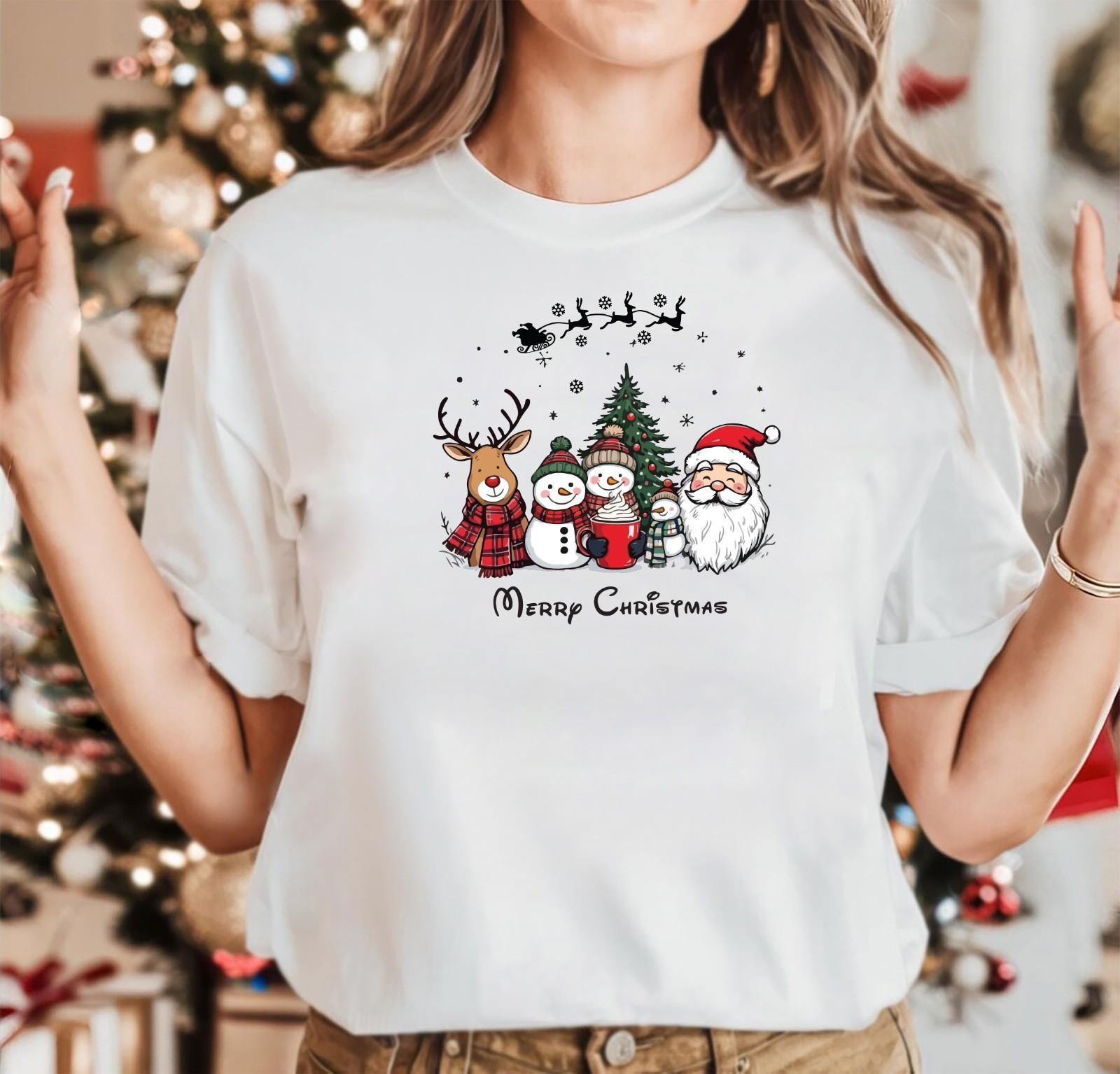 Christmas T-Shirt Mens Womens Tees Top Novelty Funny Santa Reindeer Xmas Gift Top,Team Snow 3XL