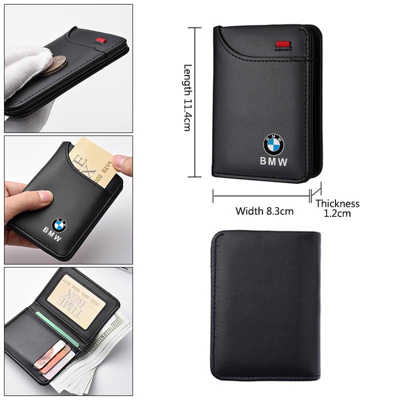 Leather Car Logo Wallet Credit Card Purse Portable Small Wallet For BMW E87 E90 E60 I01 F25 F26 F44 F45 E36 E34 E39 F10 F30 F20 Ydbn48