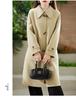 Women's Slim Fit Long Wool Coat with Wide Lapel and Toggle Closure - Double-Faced Woolen Overcoat for Autumn/Winter